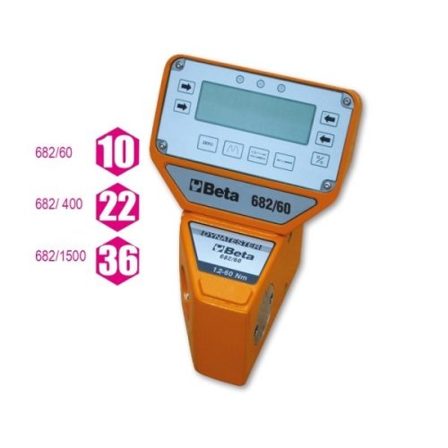 Beta 682 Elektronikus nyomatékmérőkészülék digitális kijelzővel Dynatester 682 Jobbos és balos Nagy pontosságú elektronikus mérés. A mérőkészülék adapter segítségével személyi számítógéphez csatlakoztatható az RS 232 kimeneti ponton keresztül.
