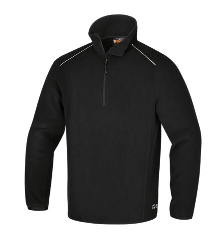 Beta 7636N Mikropolár pulóver rövid cipzárral, 180 g/m2fekete, fényvisszaverő részekkel