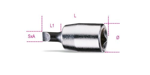 Beta 900LP 1/4"-os Csavarhúzó-dugókulcs hasítottfejű csavarokhoz, krómozott, barnított hegy 