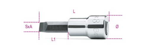 Beta 910LP 3/8"-os Csavarhúzó-dugókulcs hasítottfejű csavarokhoz, krómozott, barnított fej