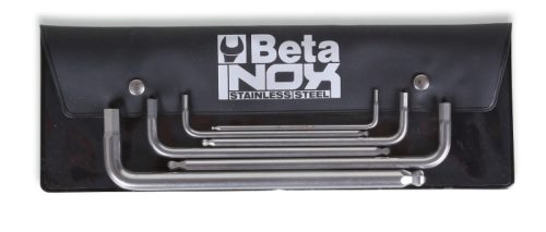 Beta 96BPINOX/B6 6 darabos hatlapfejű hajlított belső kulcs gömbös szélekkel, rozsdamentes acélból, tasakban