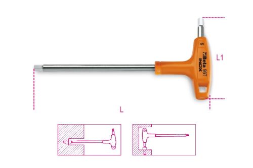 Beta 96T INOX 4 T-szárú imbuszkulcs markolattal, nemesacélból