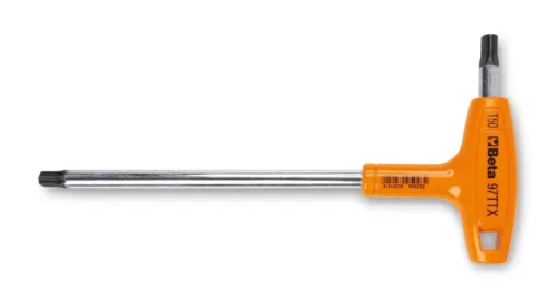 Beta 97TTX 50 T-szárú Torx®-imbuszkulcs, műanyag markolattal, krómozott, fekete hegyek
