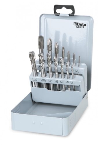 Beta 428/C14 14 részes gépi menetfúró készlet, fémdobozban