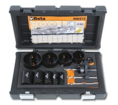   Beta 450/C13 HSS/Bimetall-koronafúrókészlet gáz és vízvezetékszerelőknek ütésálló műanyag dobozban