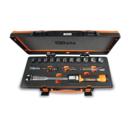 Beta 666/C10X Zero-Reset nyomatékkulcs készlet dobozban, Beta nyomatékkulcs 20-100 Nm dugókulcsokkal, 1/2 colos Beta nyomatékkulcs skála beállítás