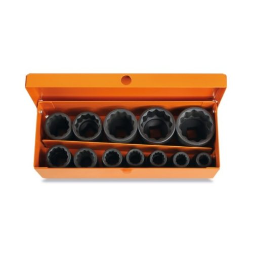 Beta 720B/C12 12 db darabos tizenkétszögű gépi dugókulcs készlet, barnított, fémdobozban