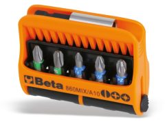   Beta 860MIX/A10 10 csavarhúzóbetét és mágneses betéttartó, műanyag dobozban