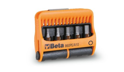 Beta 860PE/A10 10 csavarhúzóbetét és mágneses betéttartó, műanyag dobozban