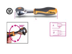 Beta 900/58  Irányváltós racsni 1/4" 52 fogú