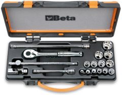   Beta 910AS/MBM-C18 13 db-os inch-es dugókulcs készlet 5 tartozékkal, fémdobozban