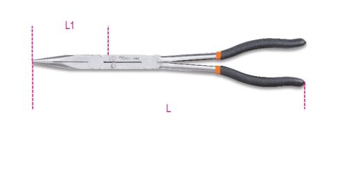 Beta 1009L/D Extrahosszú, félkerekcsőrű recézett műszerészfogó kettős csuklóval kétrétegű, csúszásgátló PVC bevonatú nyéllel