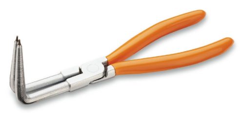 Beta 1034L 90°-os hajlított hosszúcsőrű Seeger-fogó, krómozott, PVC-bevonatú nyéllel