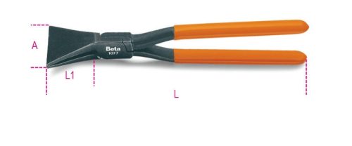 Beta 1077 280 Egyenes szeléscsőrű bádogos fogó, barnított, PVC-bevonattal