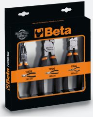   Beta 1169G/D3 1 kombinált fogó, 1 hosszú félkerekcsőrű fogó, 1 oldalcsípőfogó, csúszásmentes kétrétegű PVC bevonattal, ipari kivitel