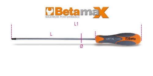 Beta 1297TX-L Imbusz csavarhúzó Torx® csavarokhoz, hosszú krómozott, fekete fej