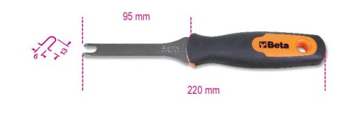 Beta 1479U/13 Kárpitpatent kiszedő szerszám, villa nemes acélból