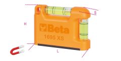   Beta 1695XS Zseb vízmérték V-formájú mérőfelülettel, mágneses, profilírozott alumínium 2 törésbiztos libella Pontosság: 1 mm/m