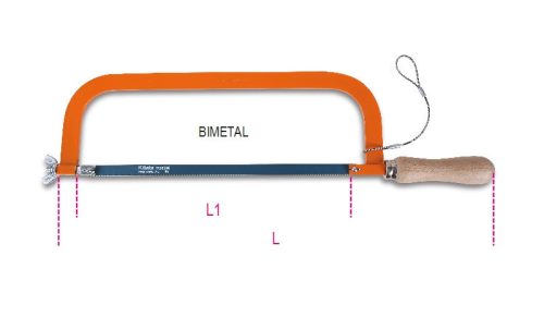 Beta 1727HS Erősített fűrész, fűrészkeret lakkozott acélból, fanyéllel, bimetál fűrészlappal H-SAFE