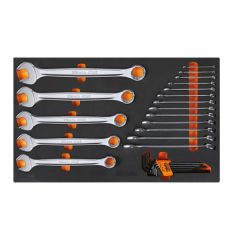   Beta M32 EVA habszivacs tálca csillag-villáskulcsokkal és hajlított imbuszkulcsokkal, colos