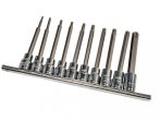   Genius hosszú torx (külső) bit készlet crowa foglalatban, 3/8", 10 darabos