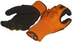   Hab-latex tenyérmártott nylon szőtt kesztyű (EN 2131), narancssárga-fekete, XL-es