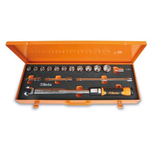 Beta 666/C20 Zero-Reset nyomatékkulcs készlet dobozban dugókulcsokkal és hosszabbítókkal