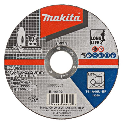 Makita B-14102 vágókorong ACÉL 115x1,6mm