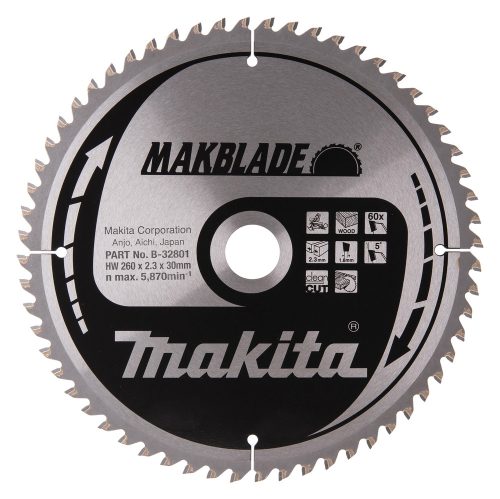 Makita B-32801 körfűrészlap Makblade 260x30mm Z60