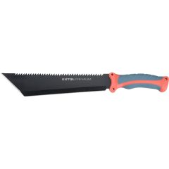   bozótvágó kés (machete), teljes/penge hossz: 395/260mm, fogazott rozsdamentes acél penge, PP+TPR nyél, nylon tok