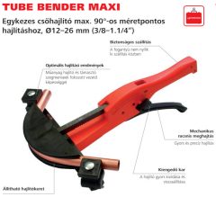   Rothenberger TUBE BENDER MAXI egykezes csőhajlító 12-15-18-22mm 90° lágy rézcsövekhez