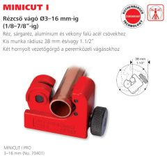   Rothenberger MINICUT I rézcső vágó ⌀3–16 mm-ig (1/8"–7/8"-ig)